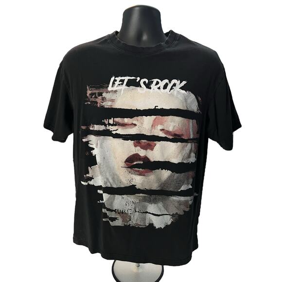 Let’s Rock Black T-Shirt of Woman’s Face Large Alternative Grunge Rock-inspired - Picture 1 of 10